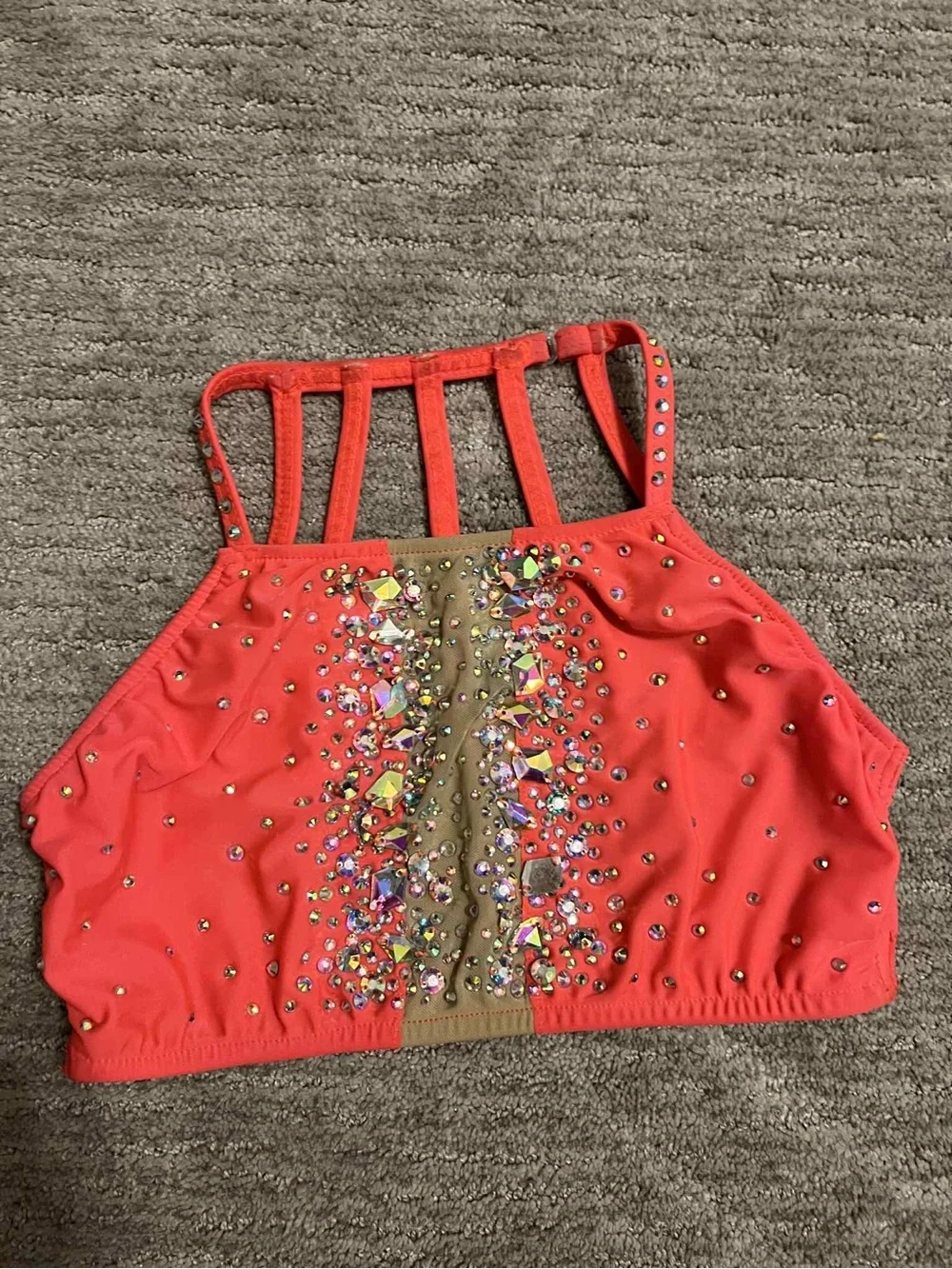Glamour Coral Dance Two-Piece Costume with stones and arm bands